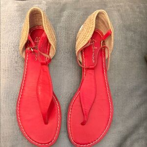 Guilhermina Stylish Red Sandals with Tan Accents